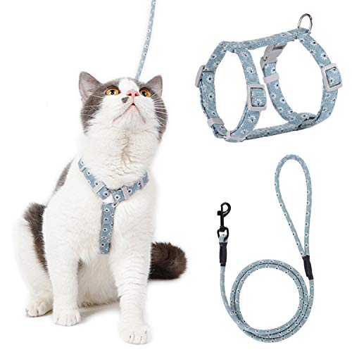 Arnés de Gato Ajustable arnés de Correa (145cm Azul-Verde S) para Gato...
