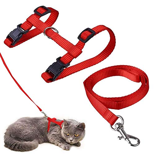 Grneric Arnés y Correa para Gato Collar Ajustable Antiescape Correas de...