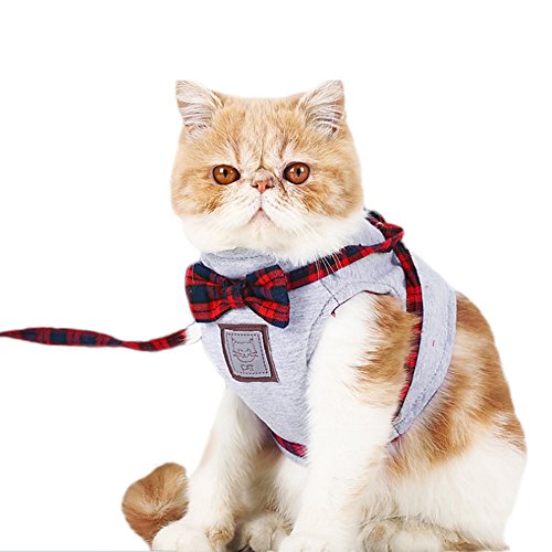 Arnés de Chaleco con Pajarita Roja para Perros Gatitos Gatos Estilo Escocés...